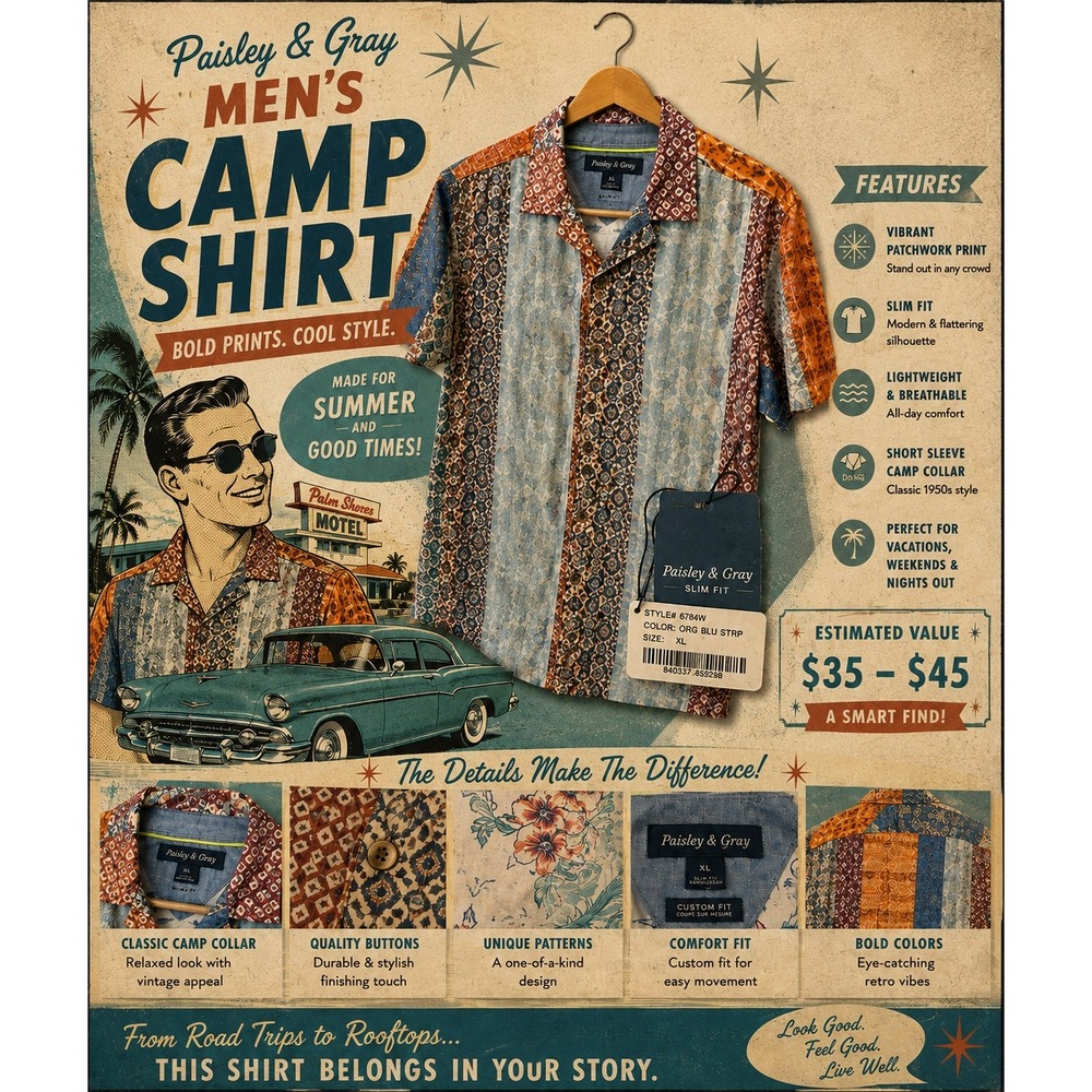 Tommy Hilfiger Custom Fit Hawaiian Camp Shirt Men's Large Tropical Beach